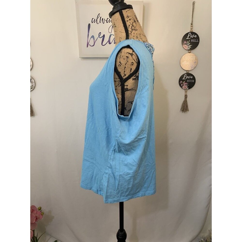(E-129) short sleeves womwns top size 2XL blue color - Picture 6 of 7